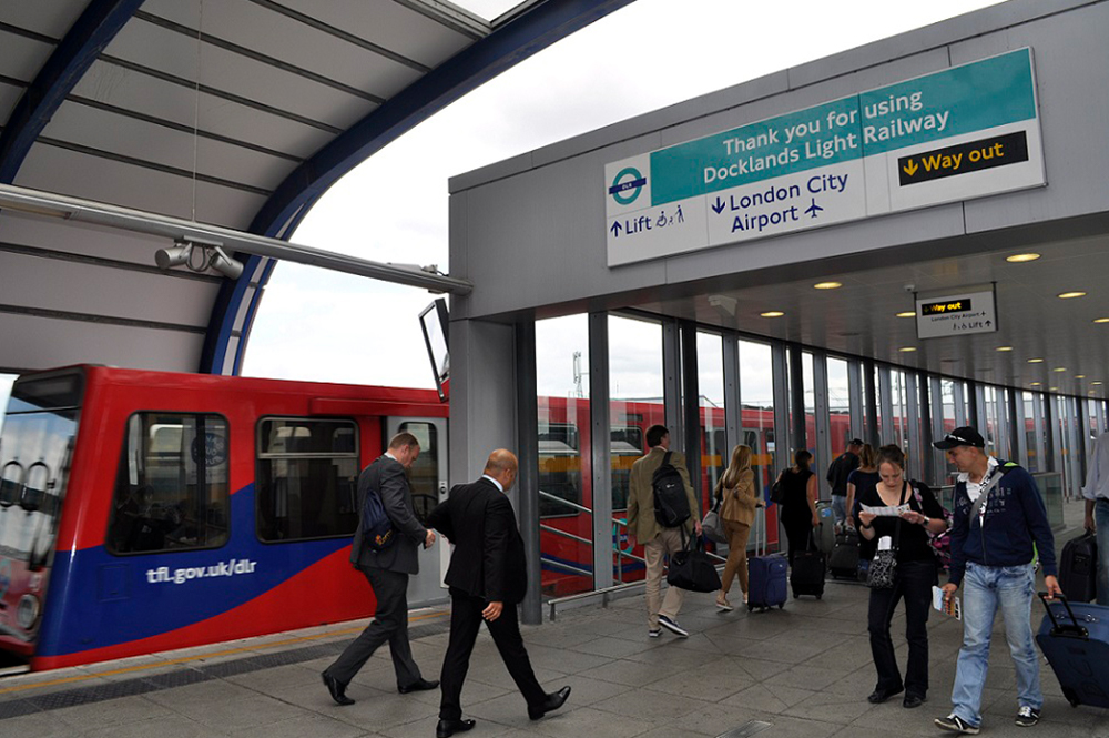 DLR train at London City Airport