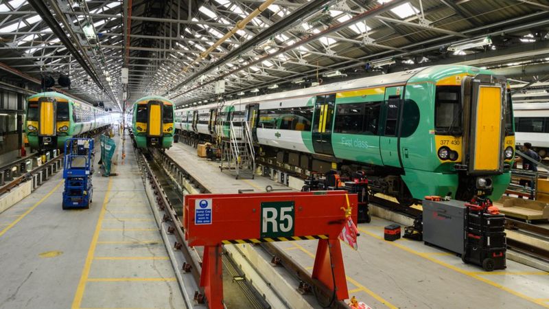 Trains in depot